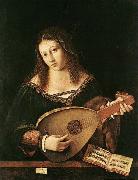BARTOLOMEO VENETO Woman Playing a Lute painting